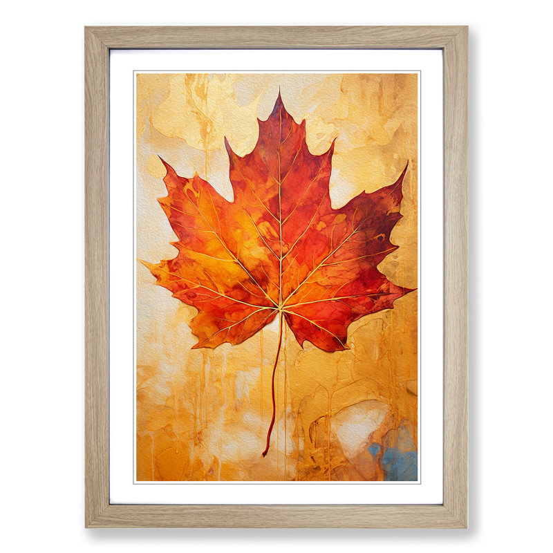 Leaf Gestural No.3 - Framed Print, Oak, 34cm H x 25cm W x 2cm D