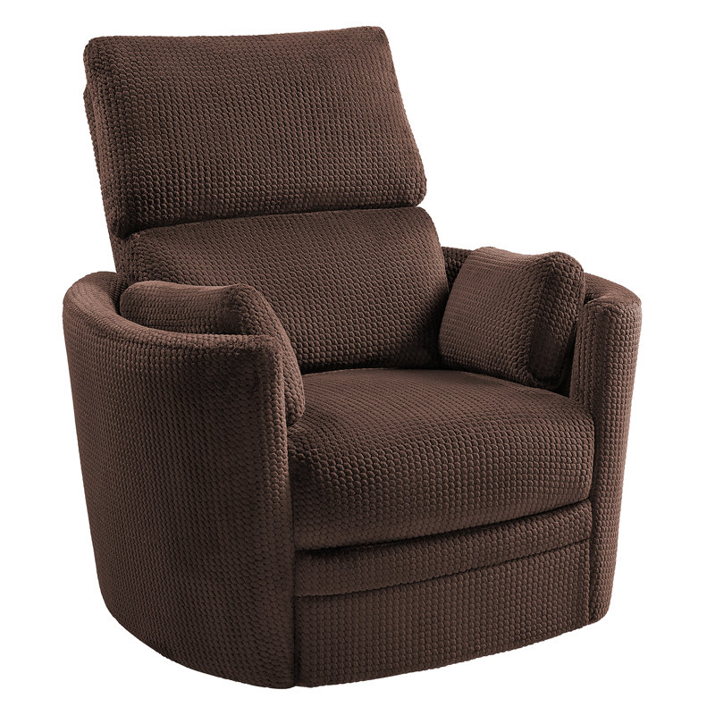 Power Swivel Rocking Recliner chair / 4 Massage Points / USB & Type-C Charge, 2 Pillows, Brown