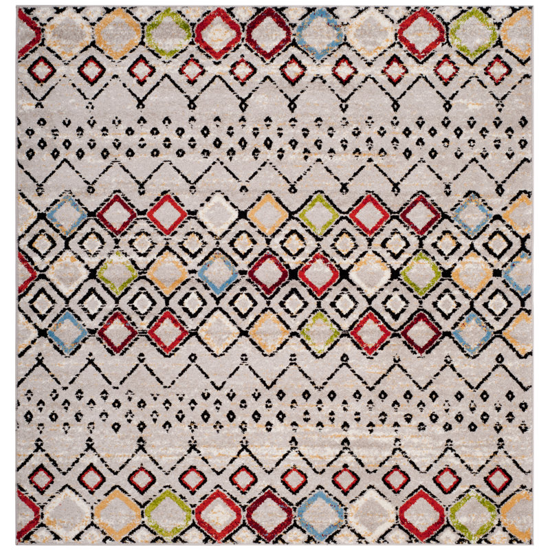 Tapis performance à motif sud-ouest Aird, Carré 11 pi, Light Grey/Multi