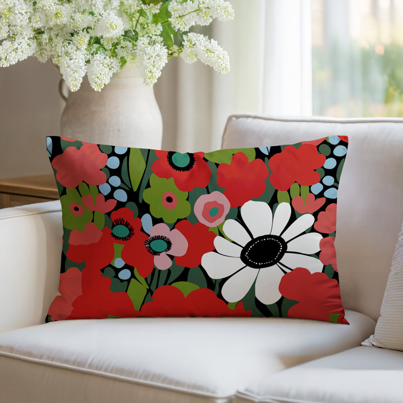 Coussin Maya, Rectangle H 14 po x l 20 po, Rouge
