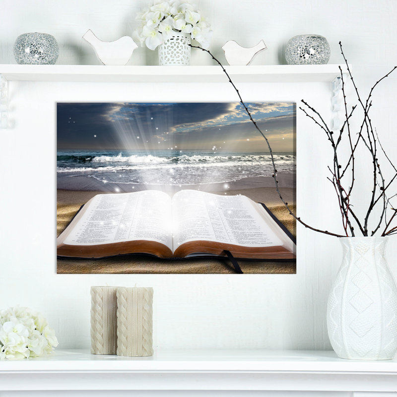 Impression sur toile, "Bible de Jésus à la plage", H 12 po x l 20 po x P 1 po, Toile tendue