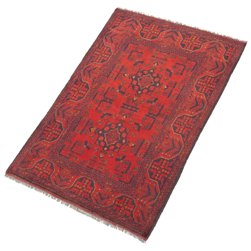 Tapis de zone en laine rouge 3 pi 2 po x 4 pi 10 po à main one-of-kind-noué la 2010 esari turque Alarick
