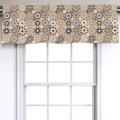 Sateen Geometric Ruffled Window Valance