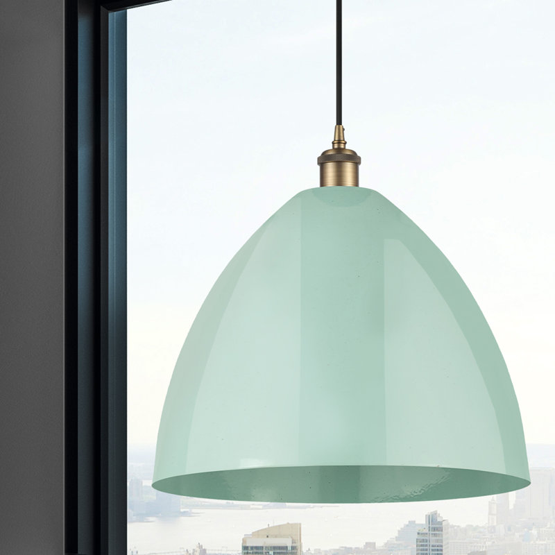 Luminaire suspendu conique 1 lumière, Vert clair, gris