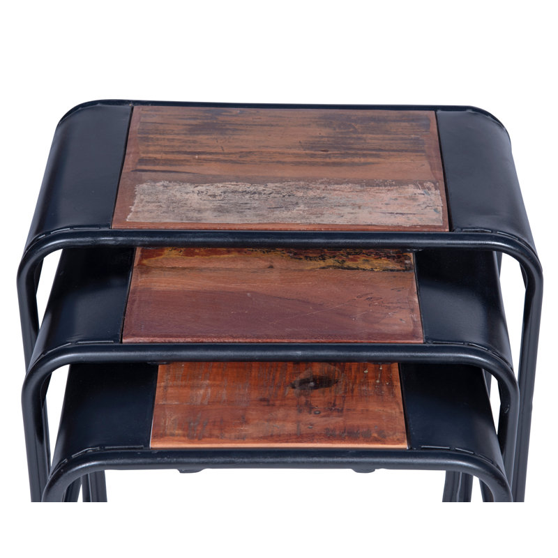 Ensemble de 3 tables emboîtables Rummond, Marron foncé