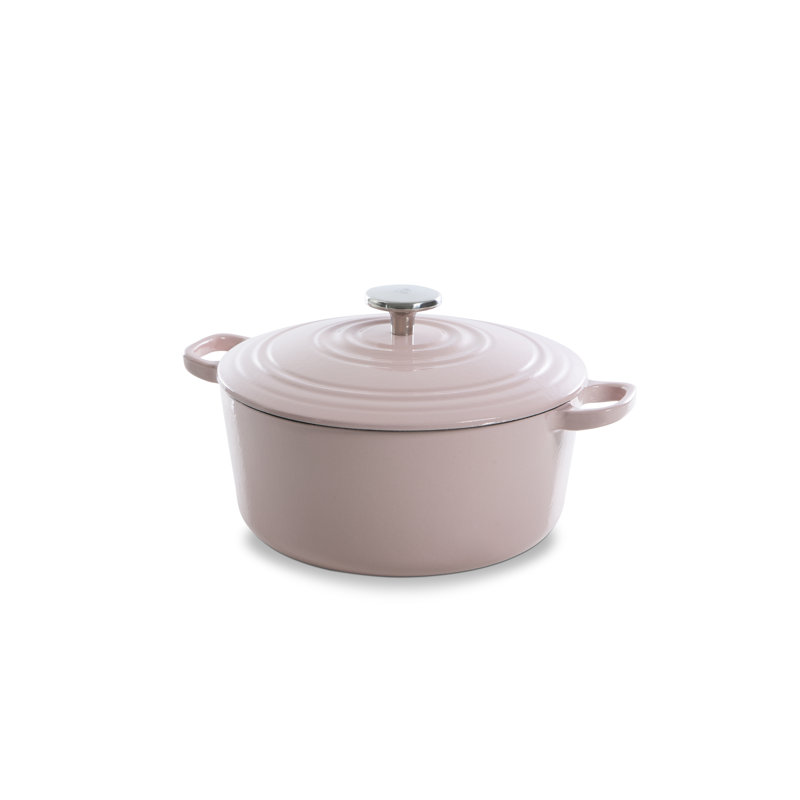 Bourgogne Cast Iron Round Casserole, Dusky Pink, 4.2 L
