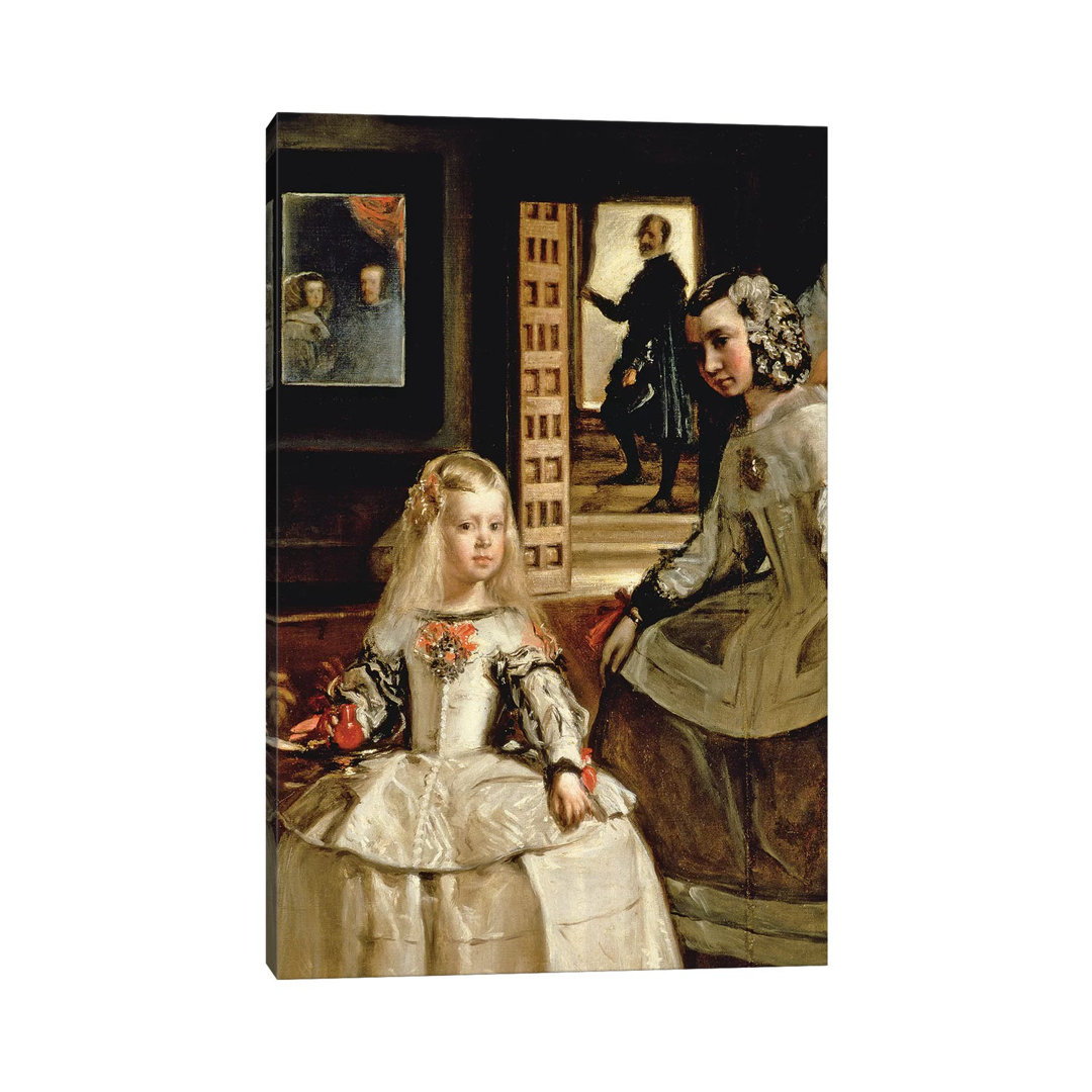 Las Meninas, Detail of the Infanta Margarita and Her Maid, 1656 by Diego Rodriguez de Silva y Velazquez - Wrapped Canvas Painting