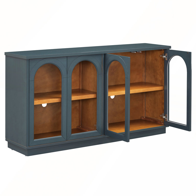 Laverda 4-Door Wood Sideboard Buffet Cabinet, Navy