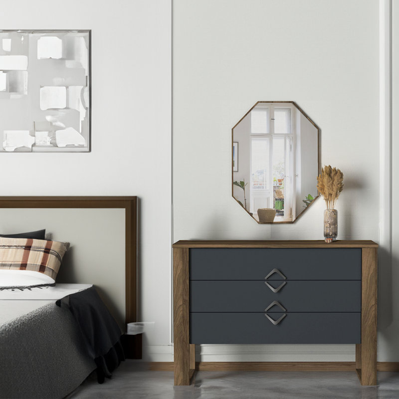 Commode 3 tiroirs avec miroir Ulku