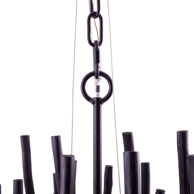 Tilda Chandelier, Black Stained Wood, 38" H x 36" W x 36" D