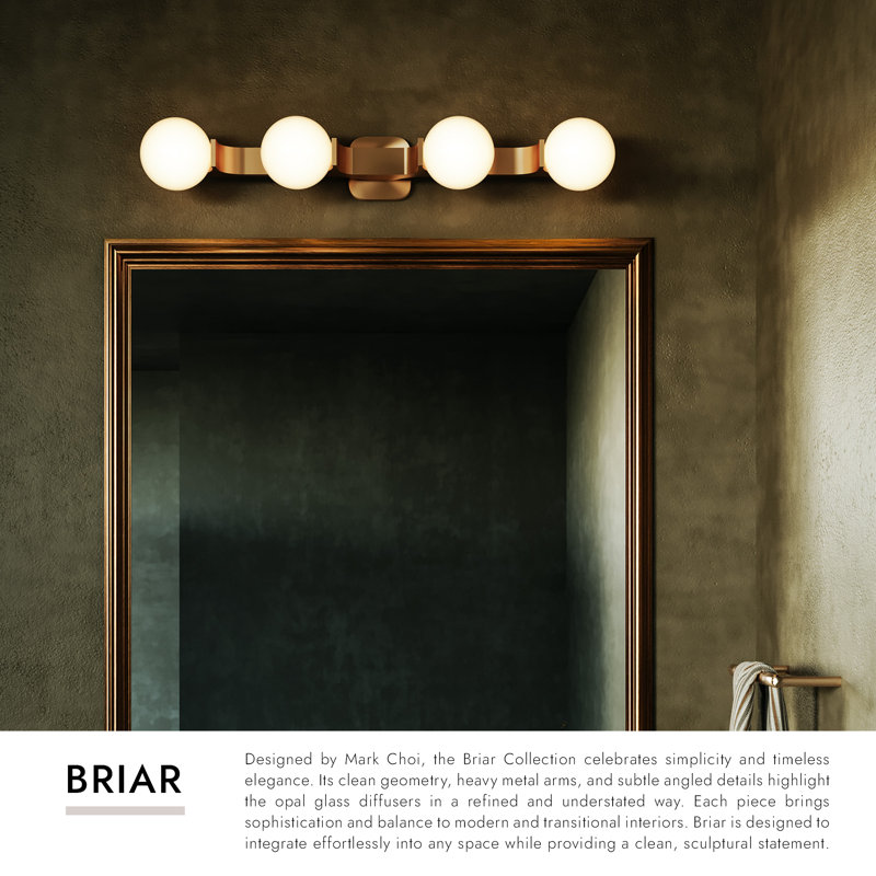 Briar 34-in Gold Bathroom Vanity Light, Walnut