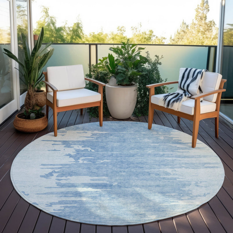 Tapis intérieur / extérieur rectangulaire avec envers antidérapant Emblyn, Rond 8 pi