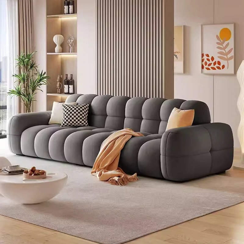 Canapé lumineux de style luxueux, H 31,5 po x l 102,36 po x P 39,37 po, Gris foncé