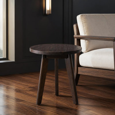 Handcrafted Mod-Inspired Round Top Side Table with Playful Jutting Legs, Stylish Accent Furnishing for Bedrooms, Living Rooms, and Common Indoor Spaces, Durable Solid Wood Construction