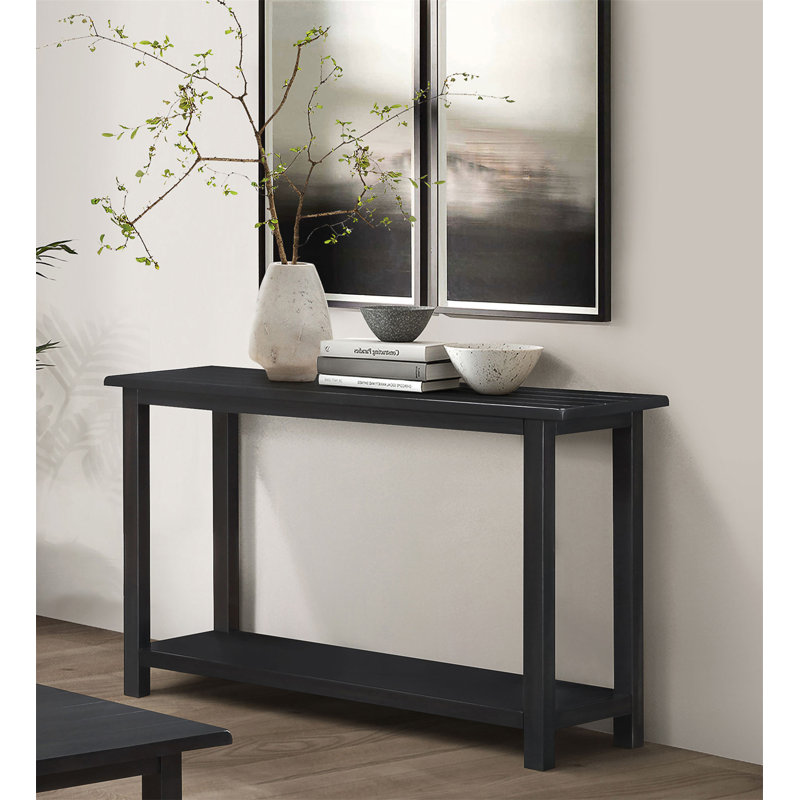 Console en bois pour le vestibule du vestibule (table basse incluse), Noir patiné