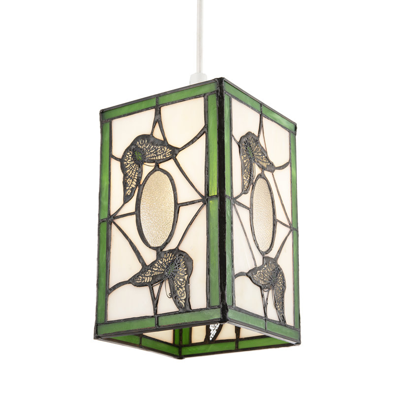 20cm H Glass Rectangle Pendant Shade ( No Direct Attachment Method ) in Green