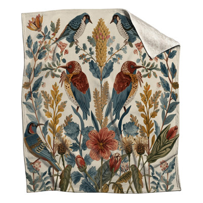 Birds And Wildflowers Blankets