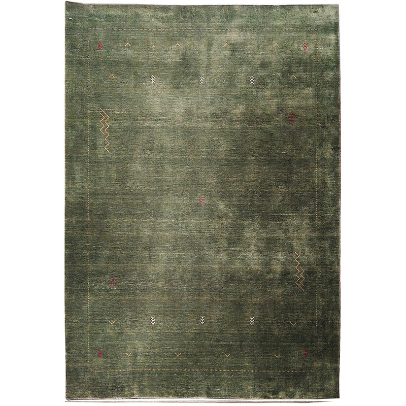 TAPIS EN LAINE VERT 9 x 10 # 5401 GABBEH