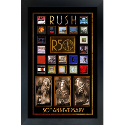 Rush 50th Anniversary Album Collage - Framed Music Wall Art, Vinyl Record Decor