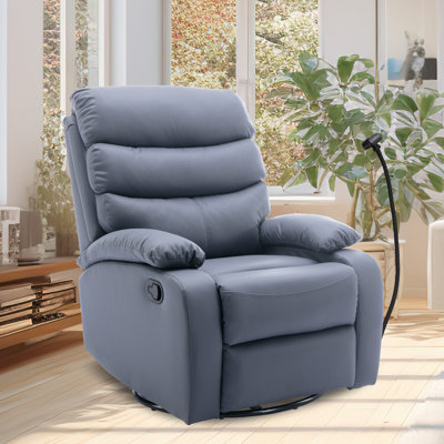  Faux Leather Recliner ,swivel Rocker Recliner , Compact Modern Design Recliners ,manual Recliners For Small Spaces-Dark Gray