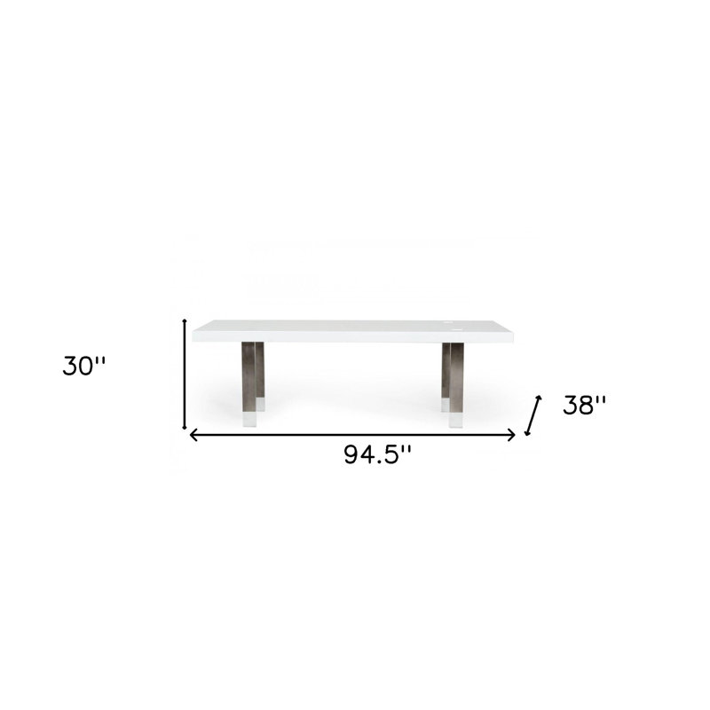 Cid Joe 95 Inch Dining Table, Rectangular, White