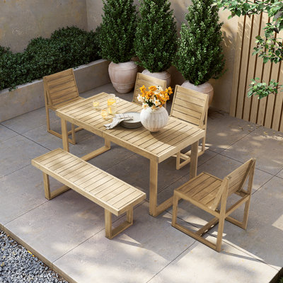Table de patio 59 po + 1 banc + 2 chaises de salle à manger