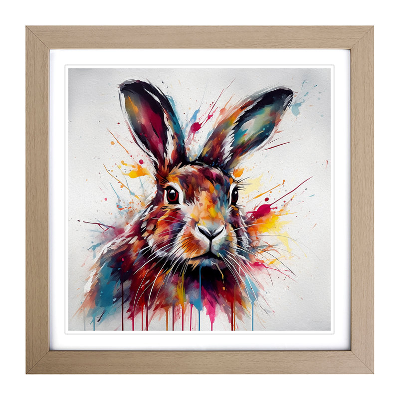 Hare Abstract Art No.1 - Framed Print, Oak