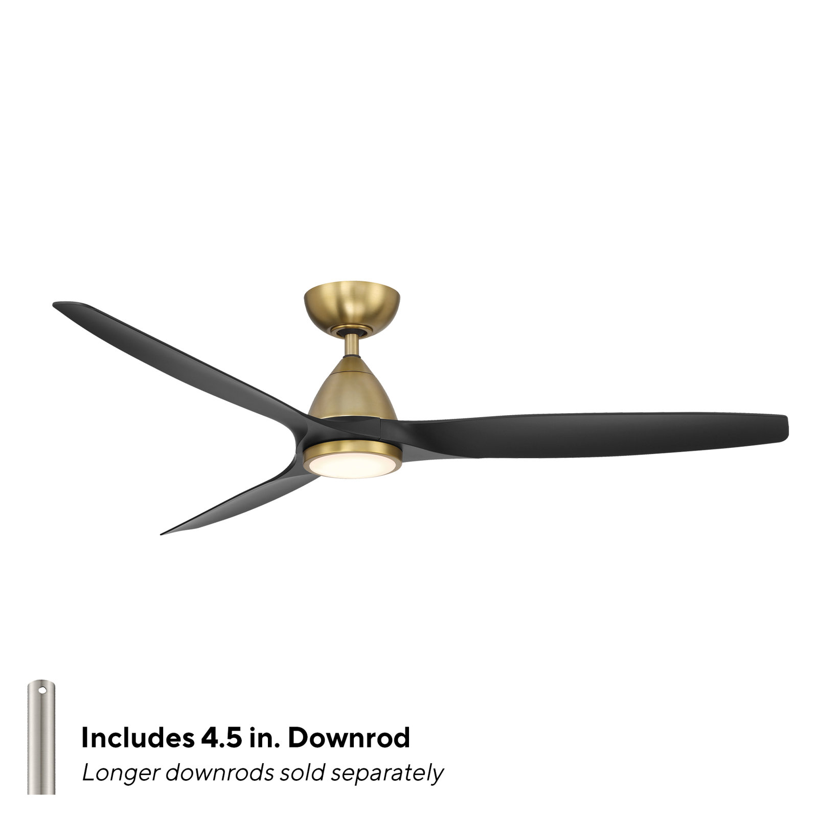 Skylark Smart Ceiling Fan with LED Light Kit, Soft Brass, 62" Wide, Matte Black