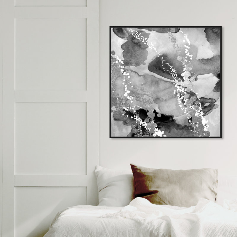 «Abstract Even More Love Silver», reproduction d'art graphique sur toile, Cadre noir, H 30 po x l 30 po x 1,5 po