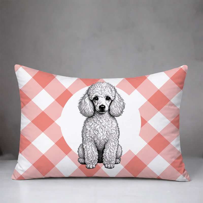 Coussin réversible intérieur / extérieur Poodle Dog, 20 po x 14 po, Pêche