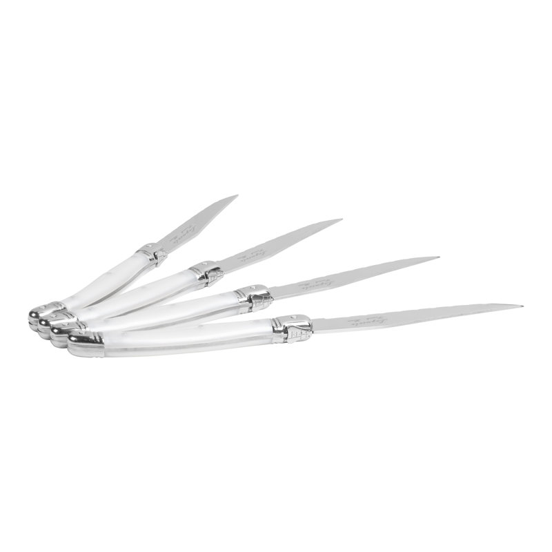 Ensemble de 4 couteaux à steak Laguiole French Home, Blanc perlé