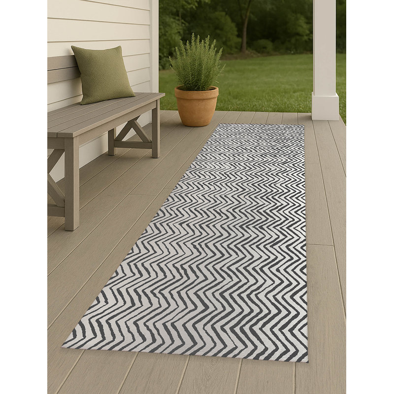 Tapis d'extérieur à chevrons antidérapant, Tapis de couloir 2 pi 6 po x 8 pi