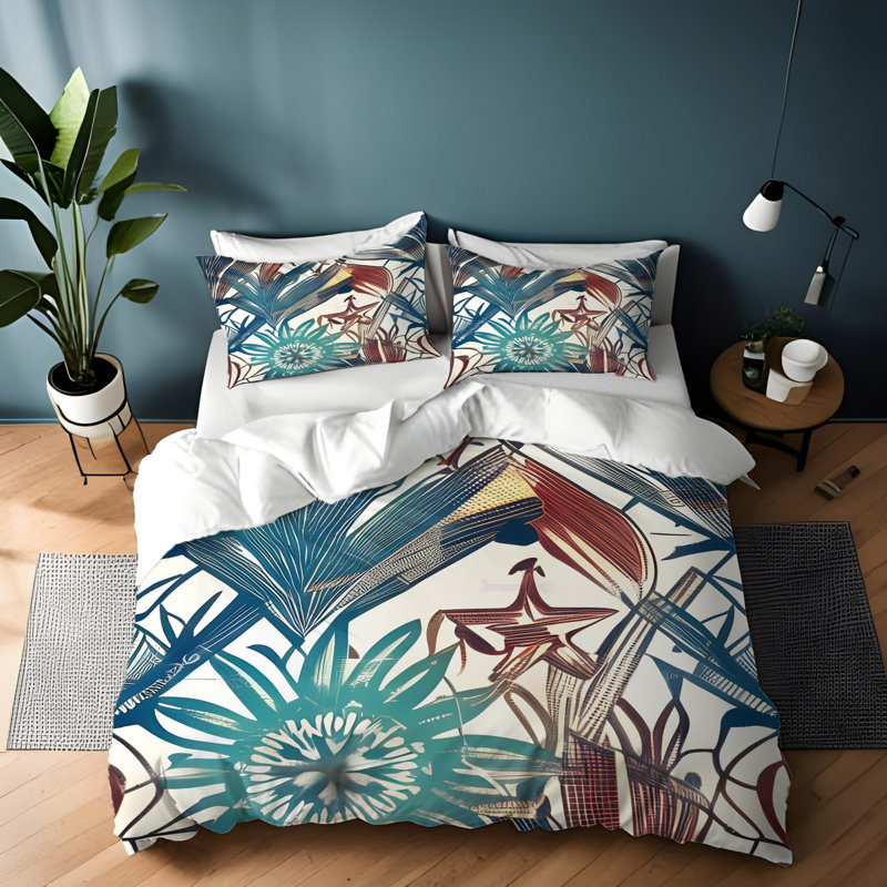 Polyester Abstract Duvet Cover, King Duvet Cover + 2 King Shams