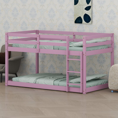Low-Profile Bunk Bed Featuring a Ladder and Strengthened Upper and Bottom Slats