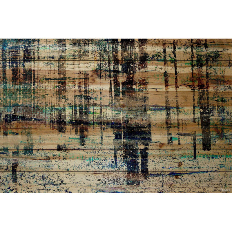 «Deserte Forest», reproduction d'art sur bois de pin naturel, H 30 po x l 45 po x P 1,5 po