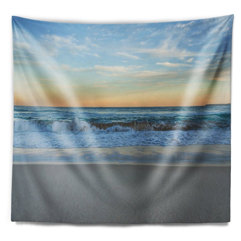 Tapisserie de plage bord de mer bleue, H 32 po x l 39 po