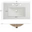 Meuble-lavabo gris 30 po avec tiroirs d'extension, glissières de tiroir à fermeture en douceur, cuve en céramique séparée, finition lustrée de 6 po de profondeur, 17,5 po, meuble-lavabo à cloison Smart-499767718