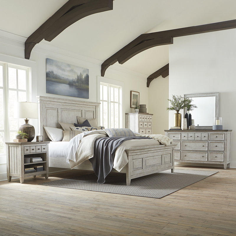 Koepp King Panel Bed, Dresser & Mirror, Chest, Nightstand Bedroom Set, King, 5 Pcs: Bed, Nightstand, 2 Dressers, Mirror