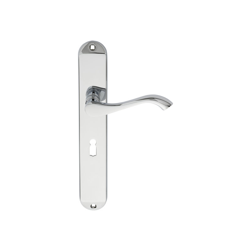 Andros Lock Door Handle, Polished Chrome