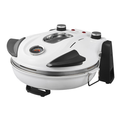 Pizza Oven, 12 in Electric Pizza Maker, 1200W Electric Pizzas Cooker with Cordierite Stone, 5-Mode Temperature Control, Viewing Window for Precise Cooking, Heats up to 788 ˚F, for Home (White)