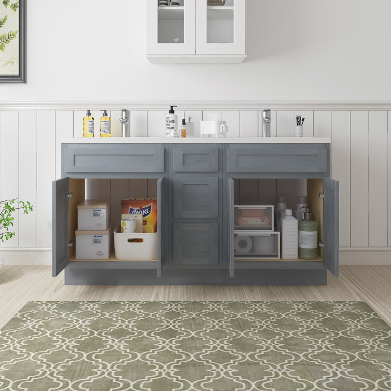 Base de meuble-lavabo double 60 po seulement, Argent argent