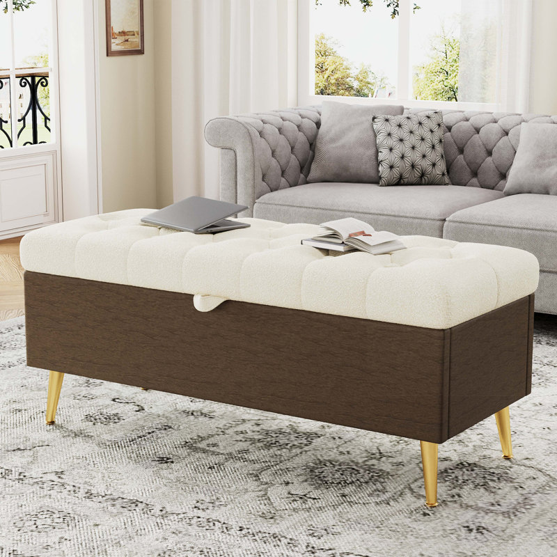 Banc de rangement avec repose-pieds Modern Modern, Beige, Beige