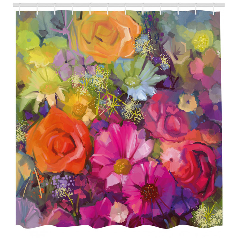 Floral Shower Curtain with Hooks Included, 70" H x 69" W