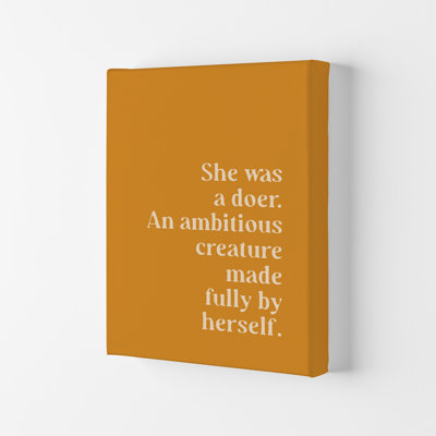 She Was A Doer Type Beige On Mustard by Planeta444 - Print