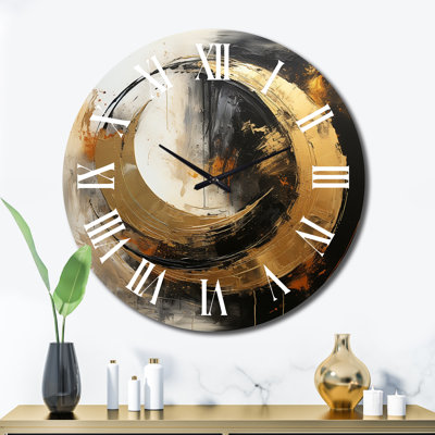 Yin Yang Beyond Duality Abstract Gold And Black Wall Clock -  Design Art, CLM86514-C36