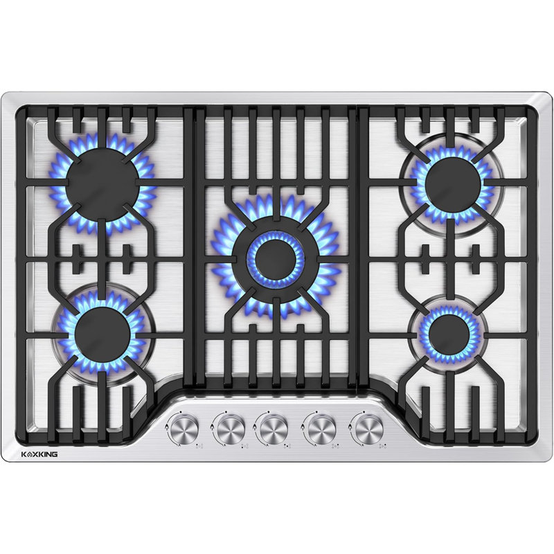 Plaque de cuisson à gaz 30 pouces avec réchaud à double brûleur intégré à 5 brûleurs