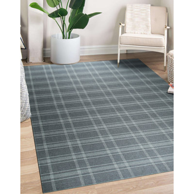 Tapis gris en laine tissé à plat à la main Anbritt