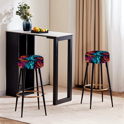 Futuristic Striped Fusion I - Abstract Bar Stools Set Of 2