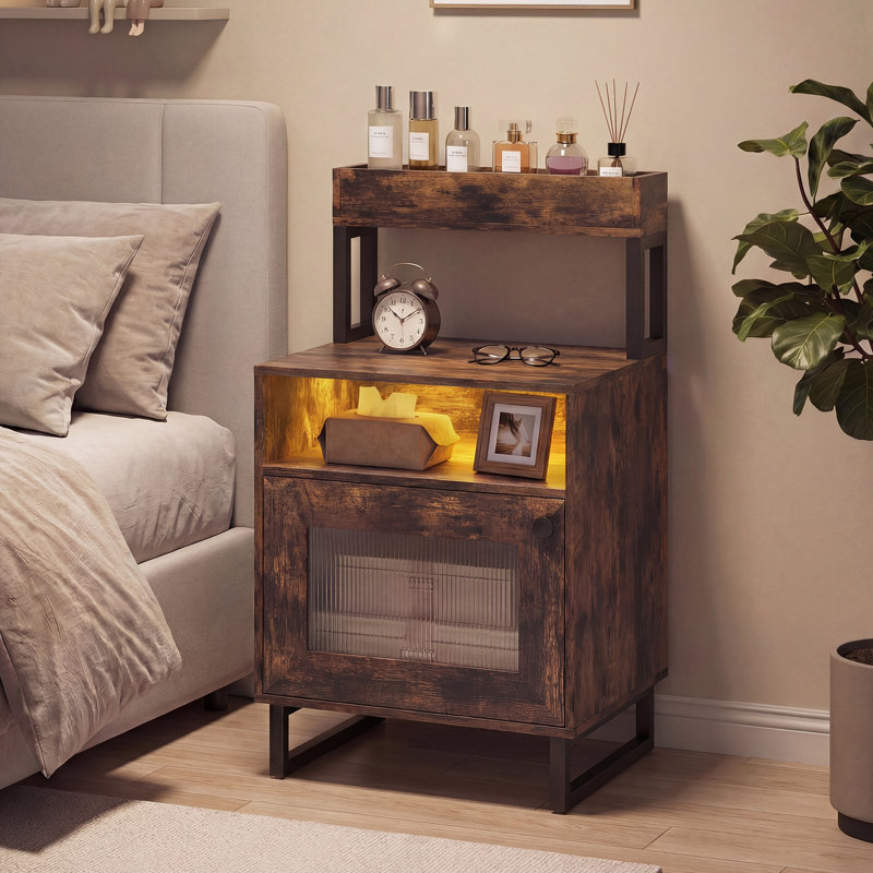 45cm W Manufactured Wood Bedside Table, Brown
