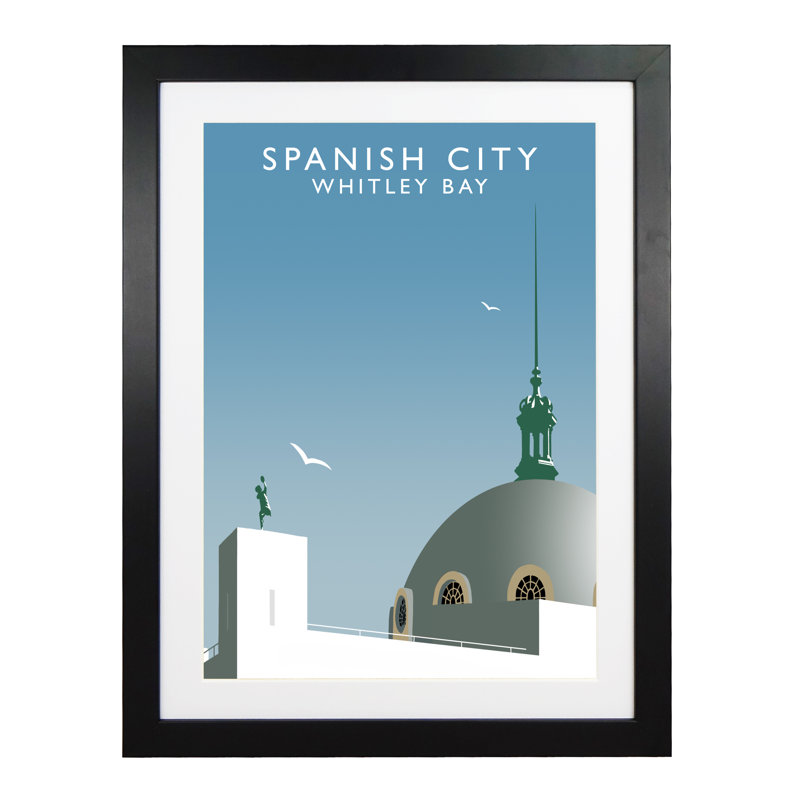 'Spanish City' by Richard O'Neil - Print, Black Wood Frame, 43.5 cm H x 33.5 cm W x 2.2 cm D